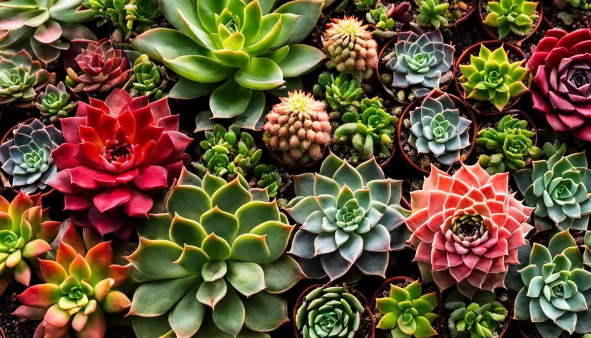 Various succulents in different colors and shapes, showcasing their beauty and resilience