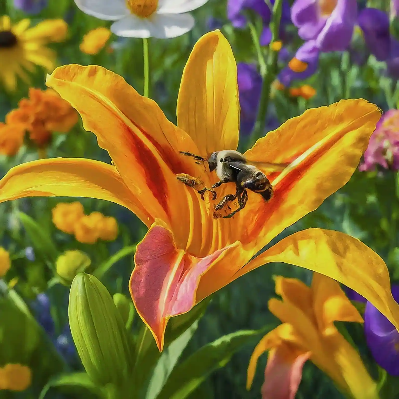 Bee Paradise with Diverse Flowers