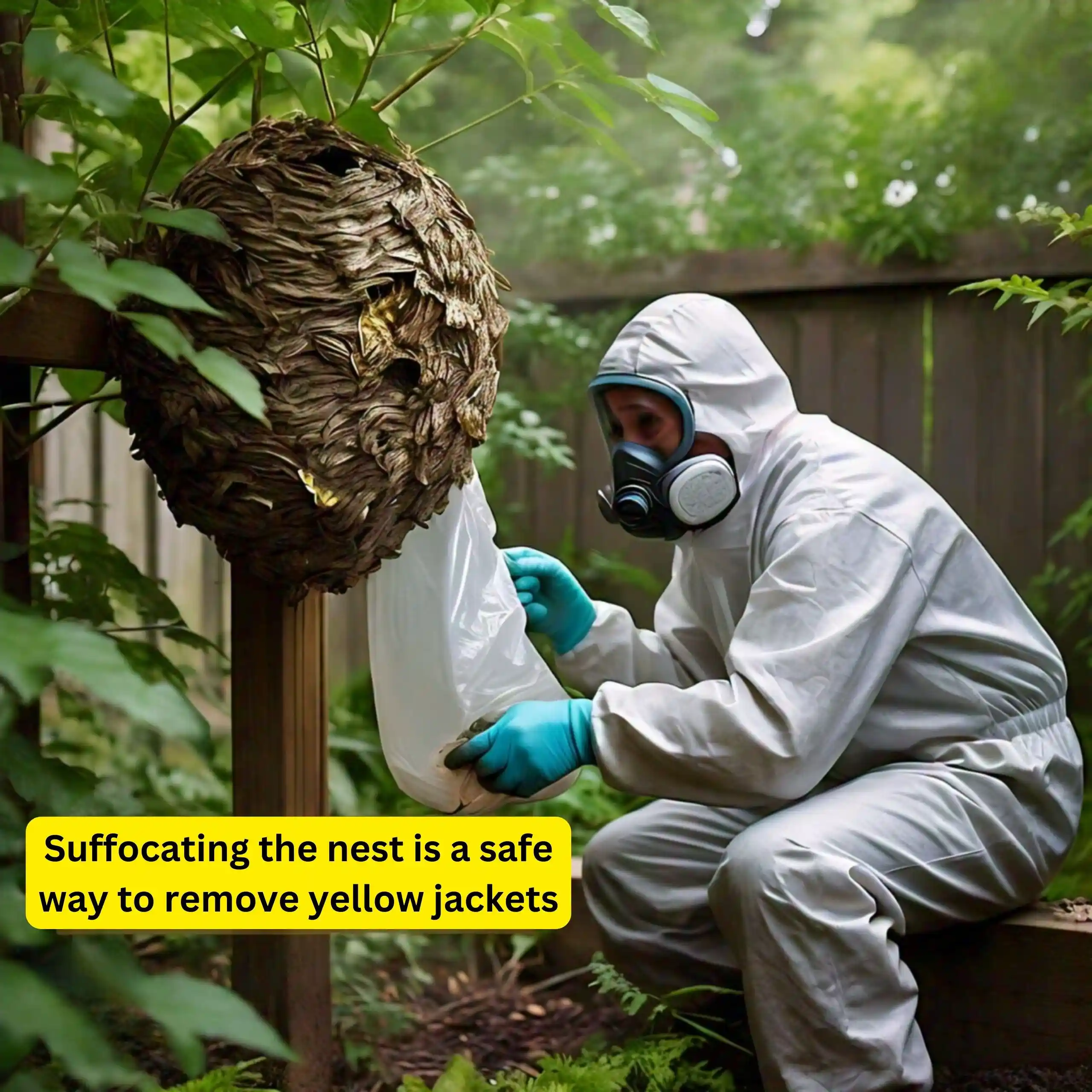 Suffocating the nest is a safe way to remove yellow jackets