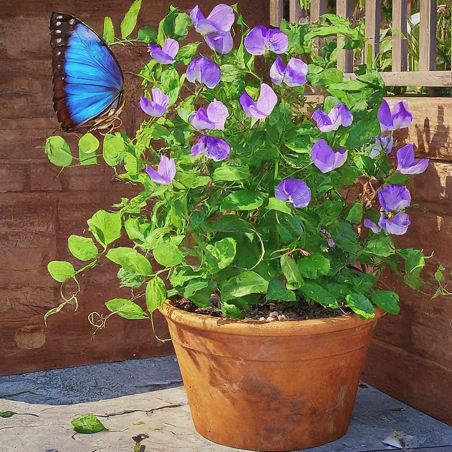 Sweet Pea Shrub growing in a terracotta pot