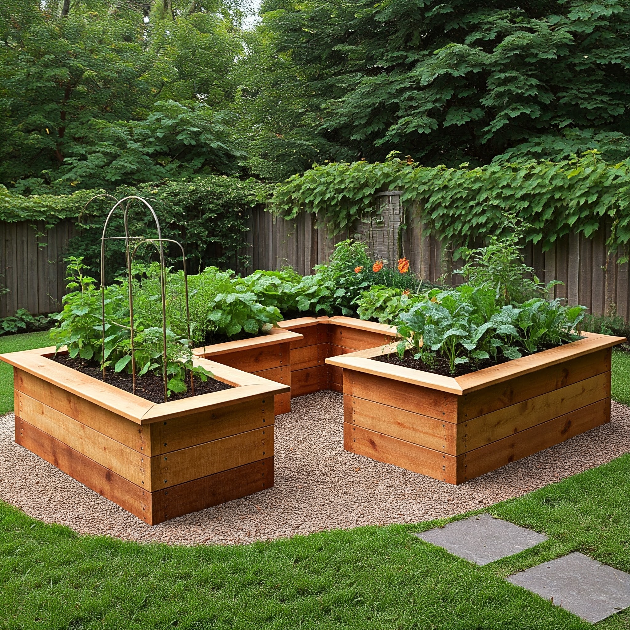 U-shaped raised garden bed