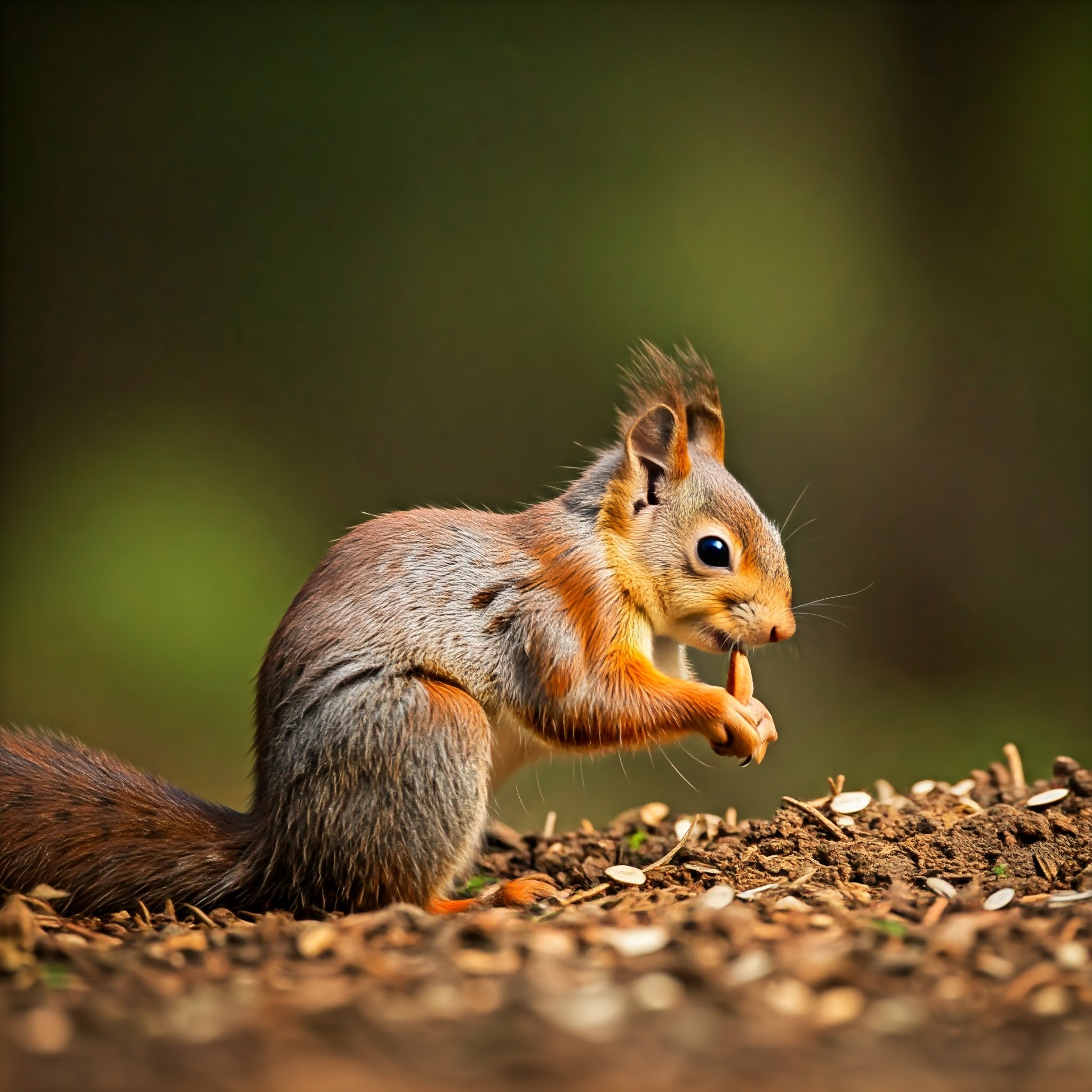 chipmunk burying a collection of hard, dense seeds