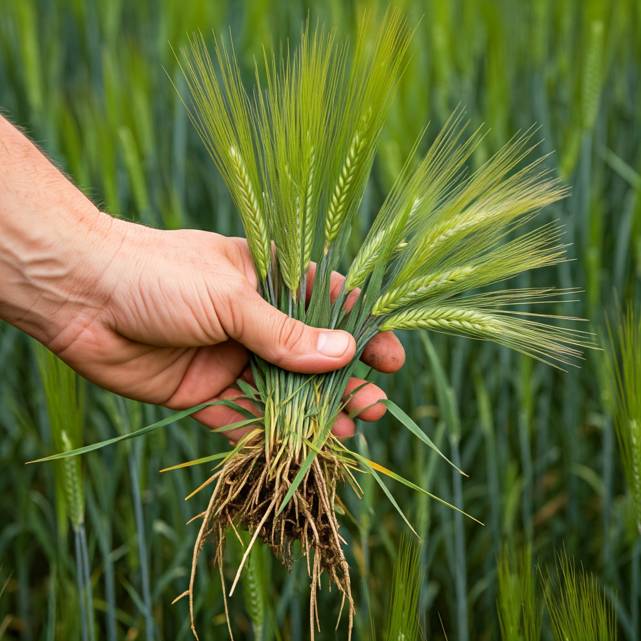 cluster of wheat-like weed plants