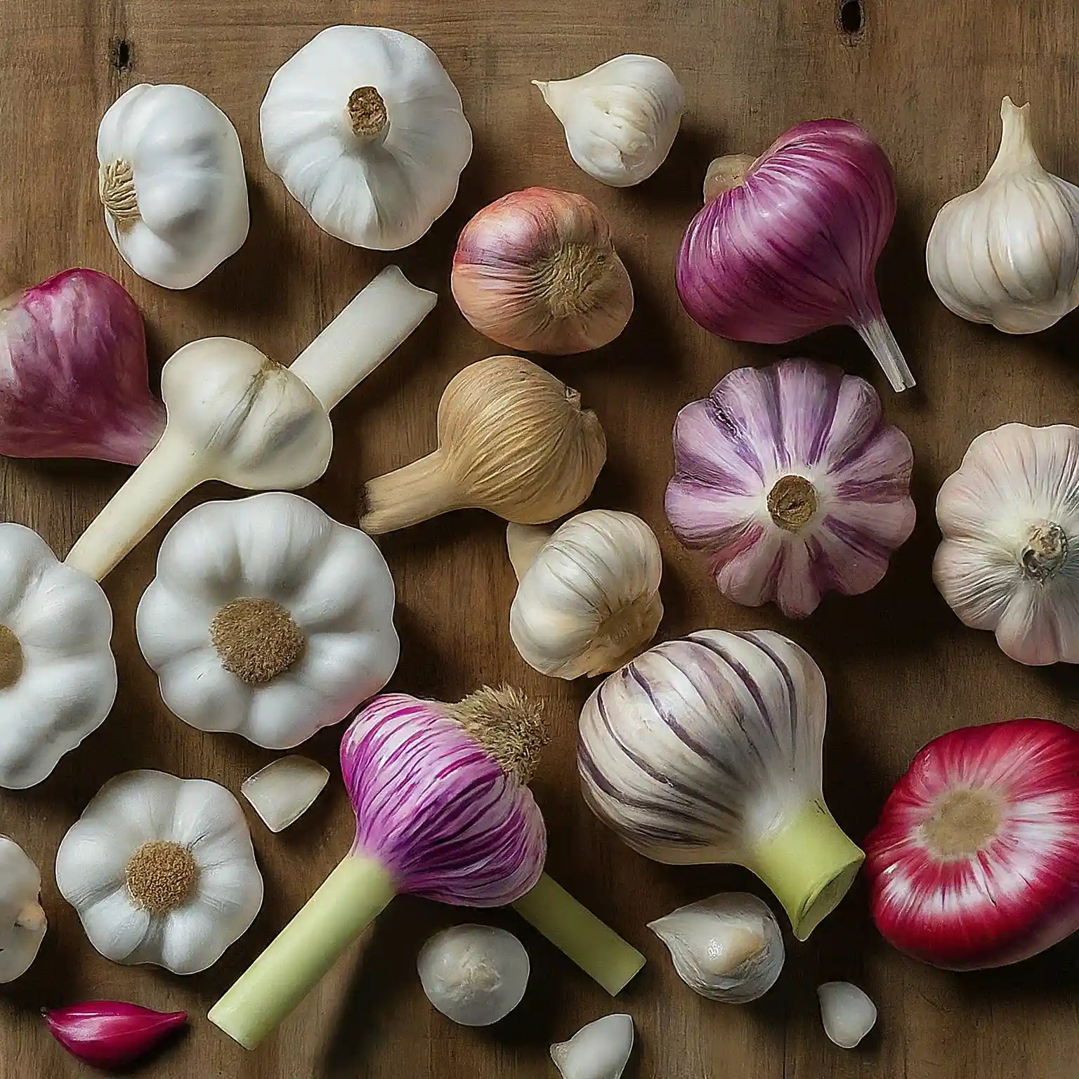 different garlic bulb varieties