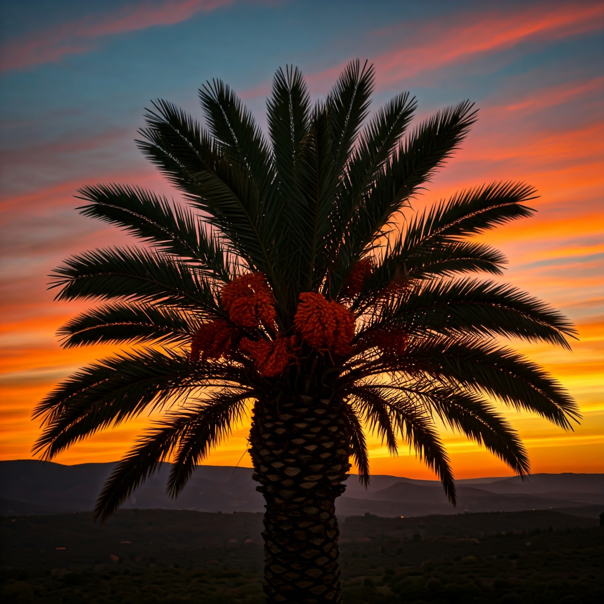 dramatic silhouette of a palm tree