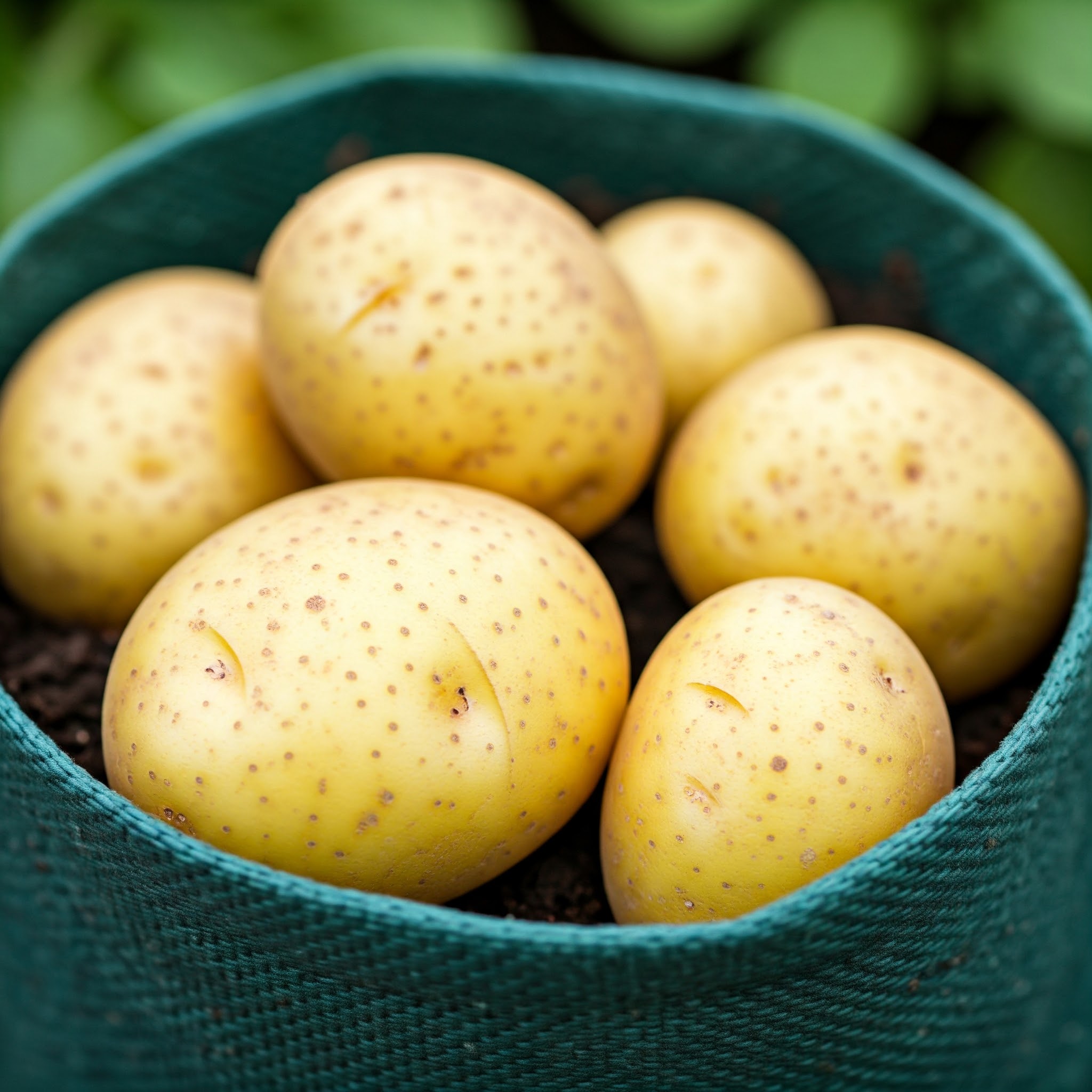 freshly harvested Yukon Gold potatoes