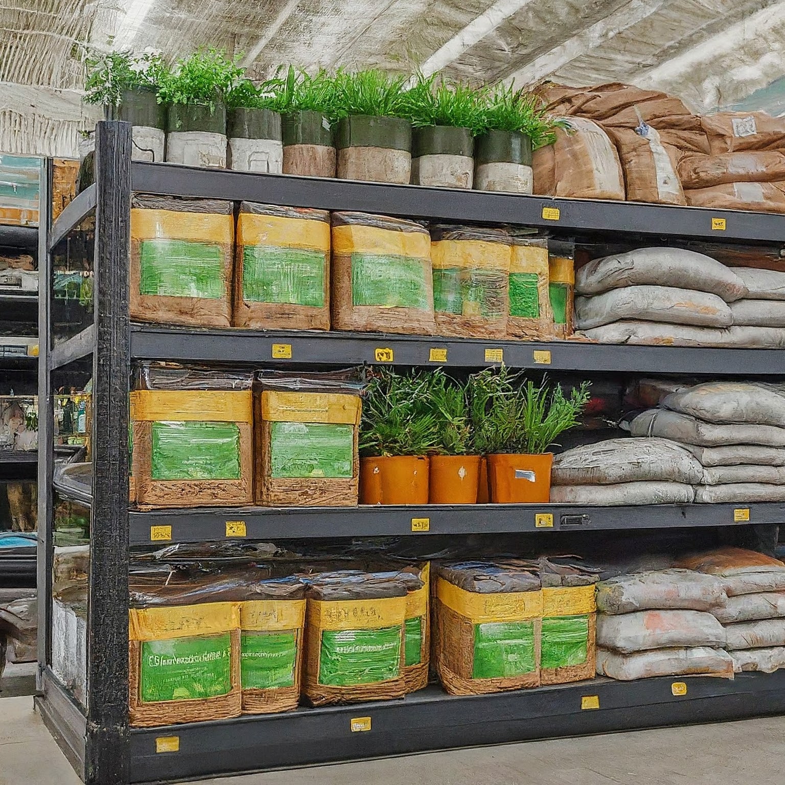 garden center with variety of soil types