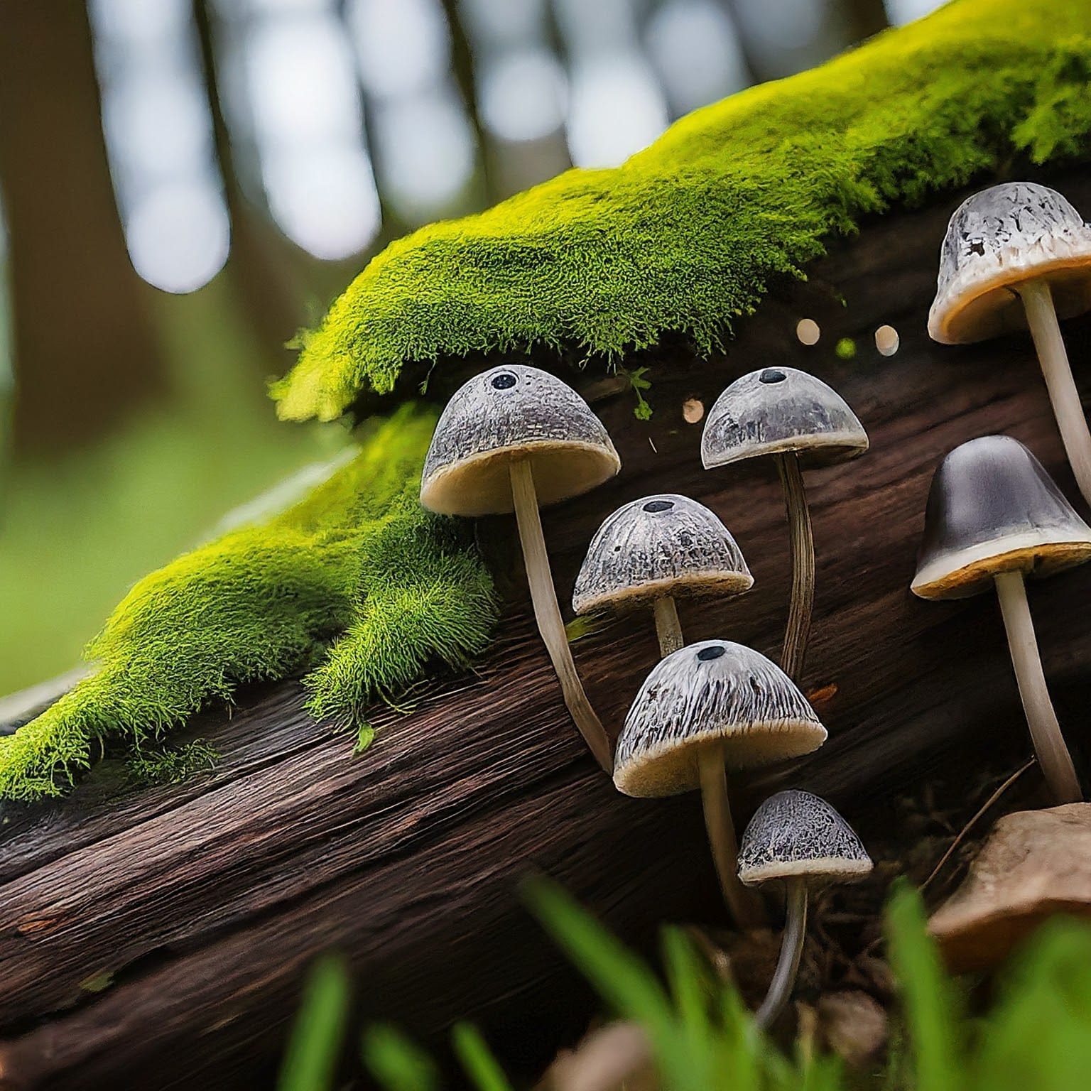 cluster of inky cap mushrooms