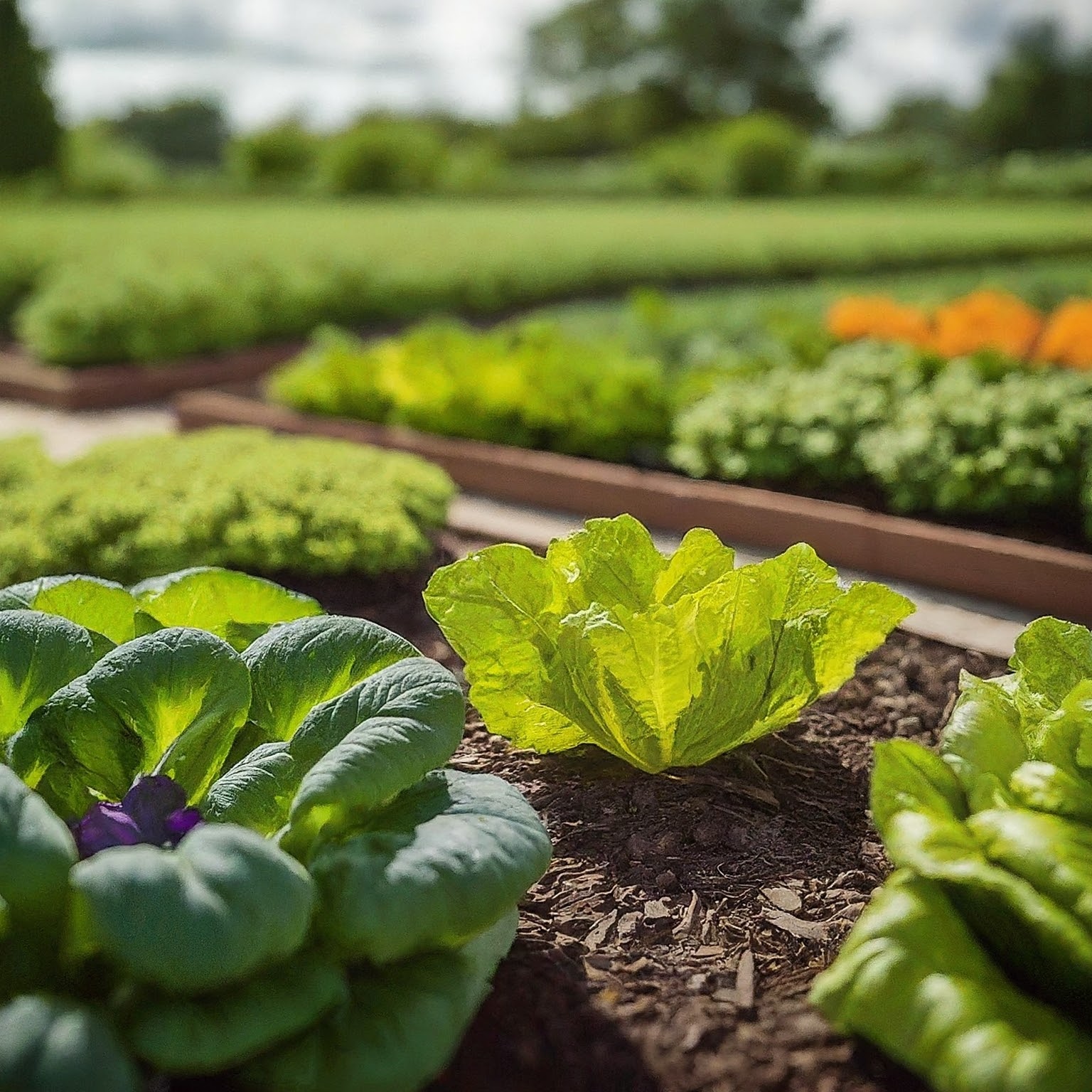 lush vegetable garden with vibrant plants