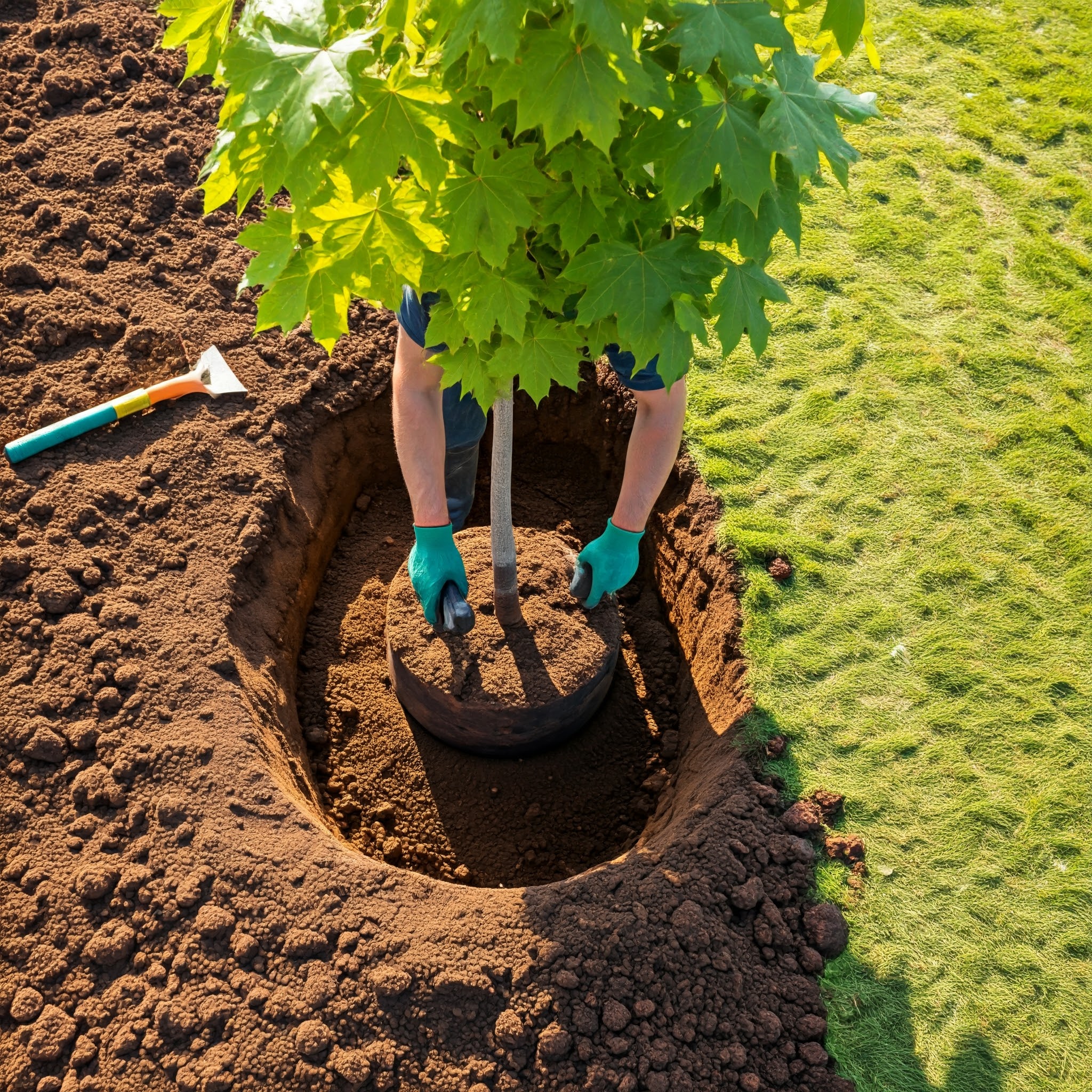 meticulous process of a gardener meticulously backfilling