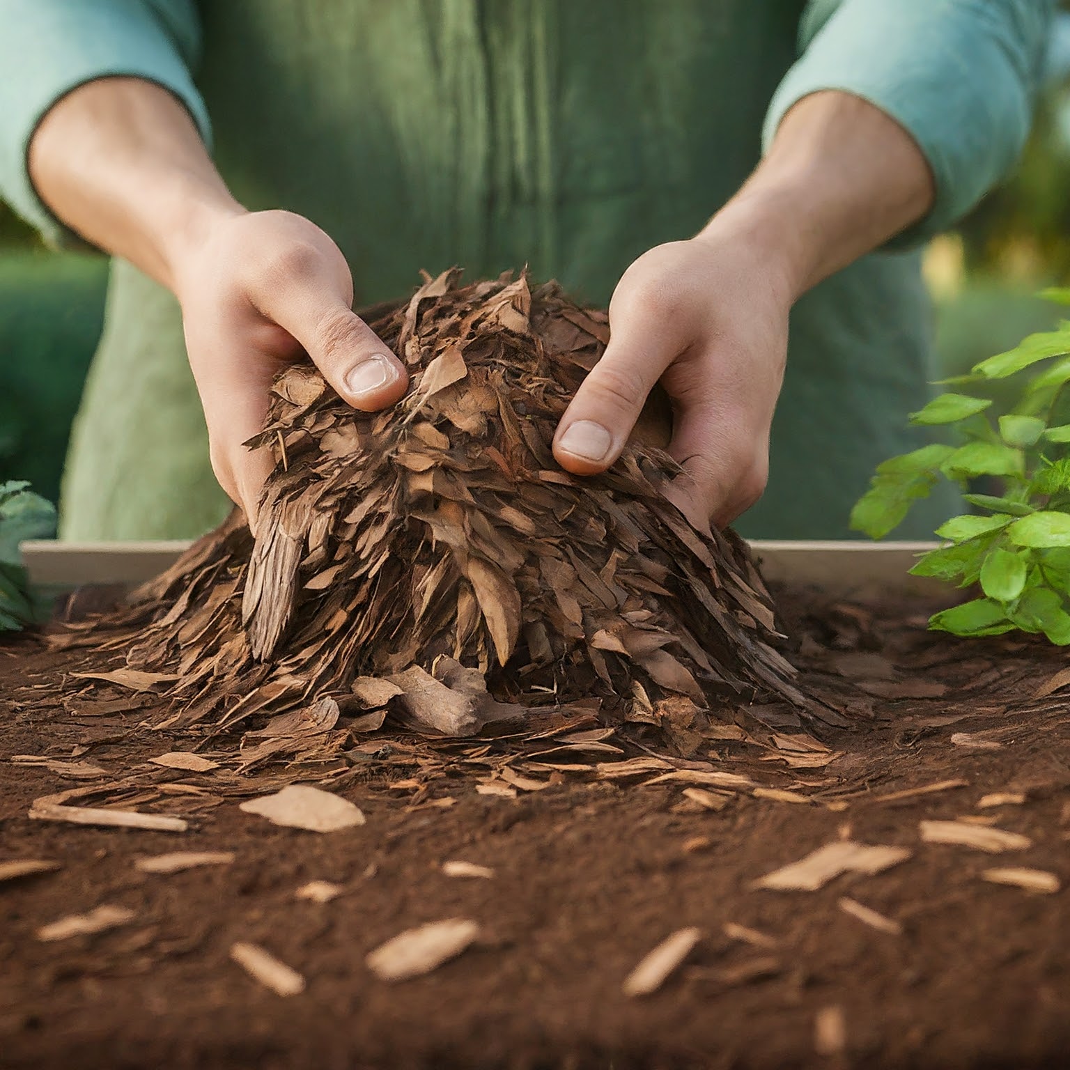 mixing mulch into soil