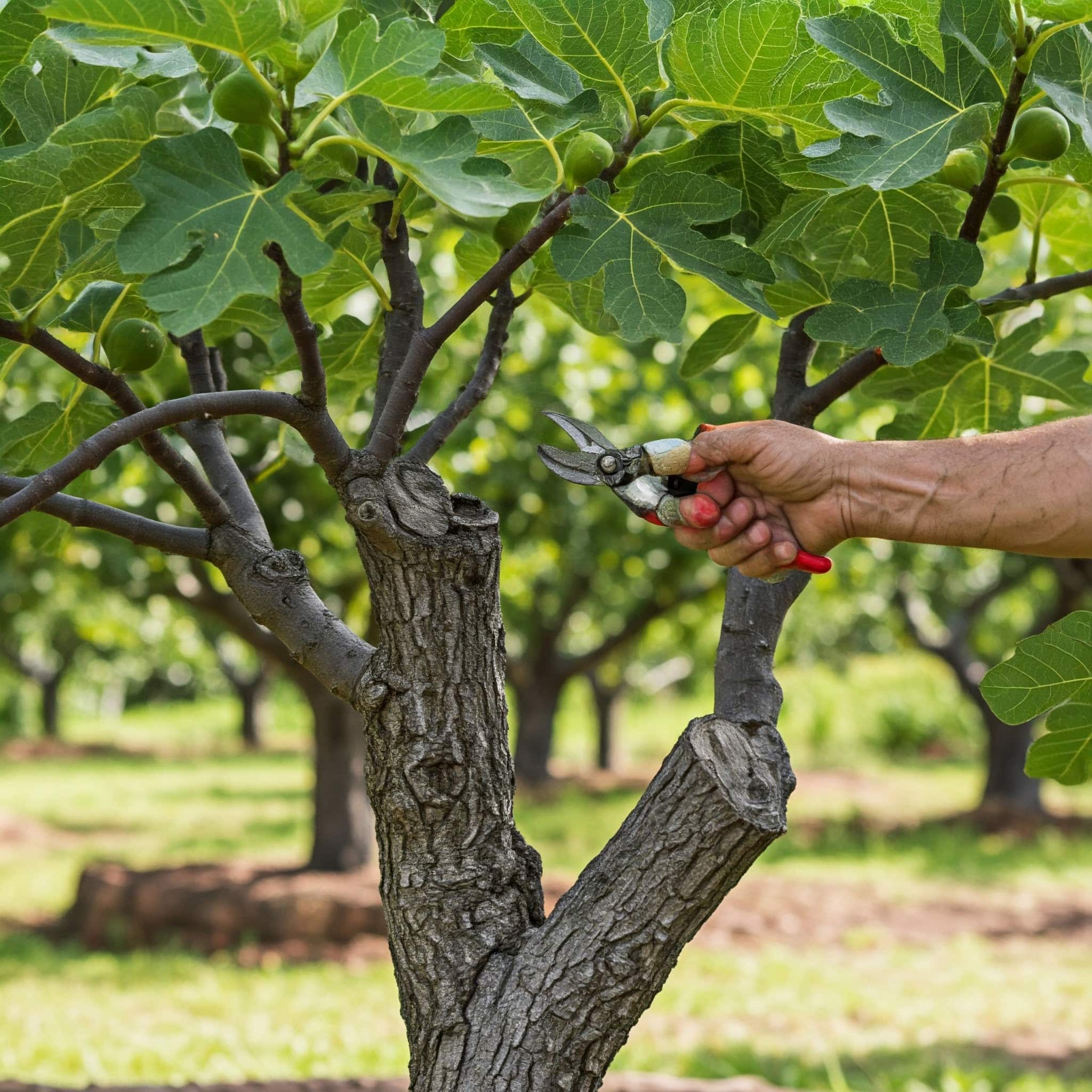 pruning the branches of a fig tree