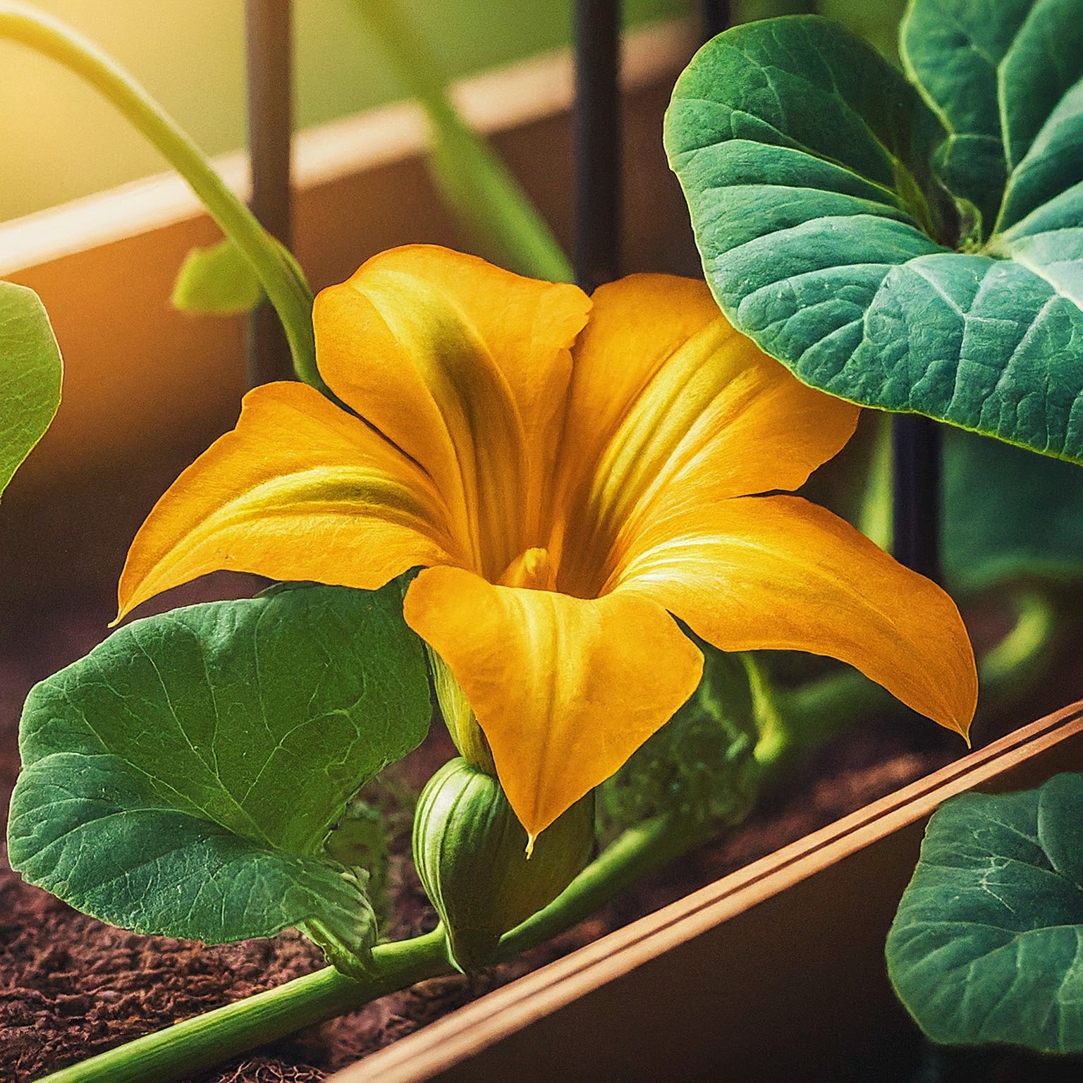 pumpkin plant with vibrant green leaves