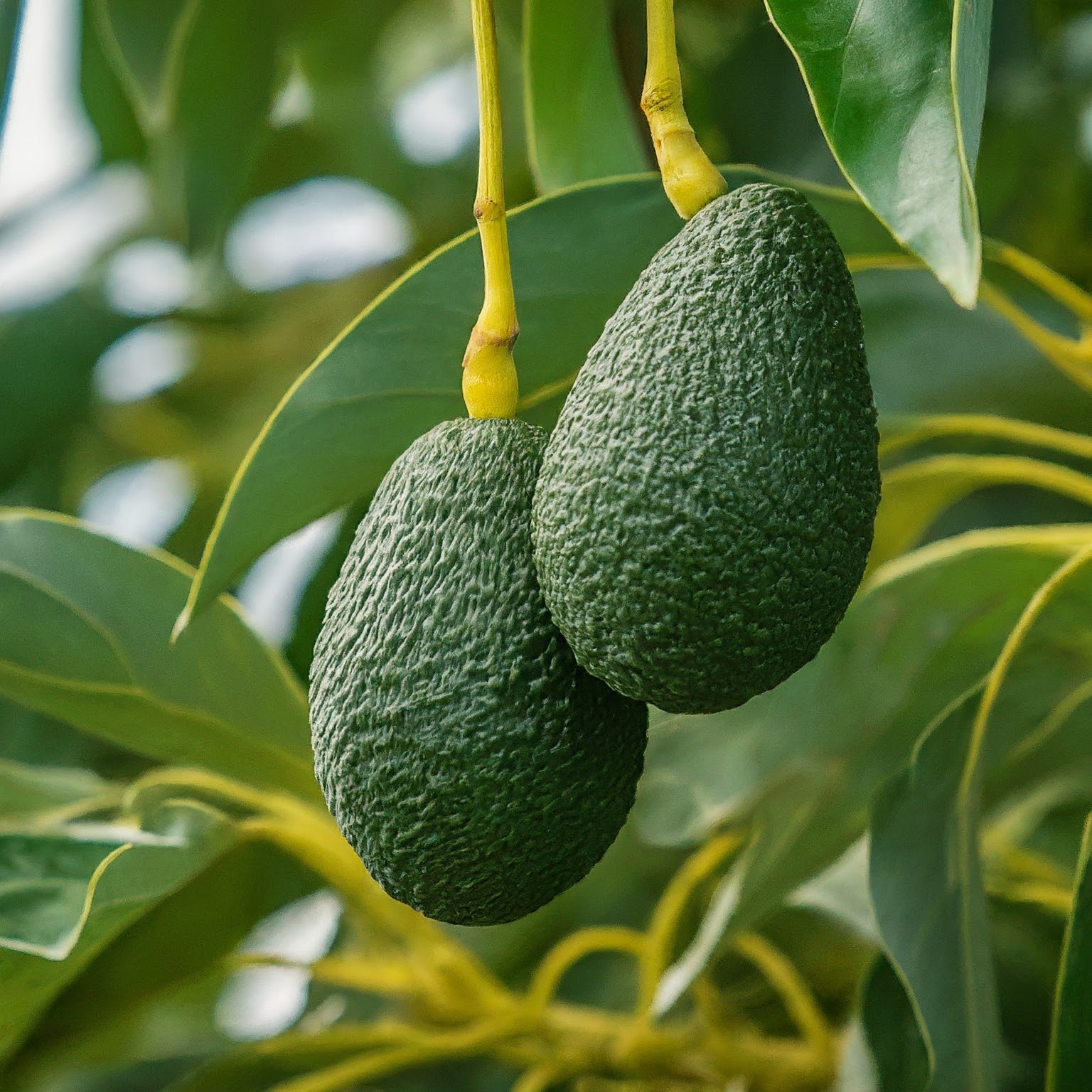 ripe avocados, growing in the fertile soil of a Washington State