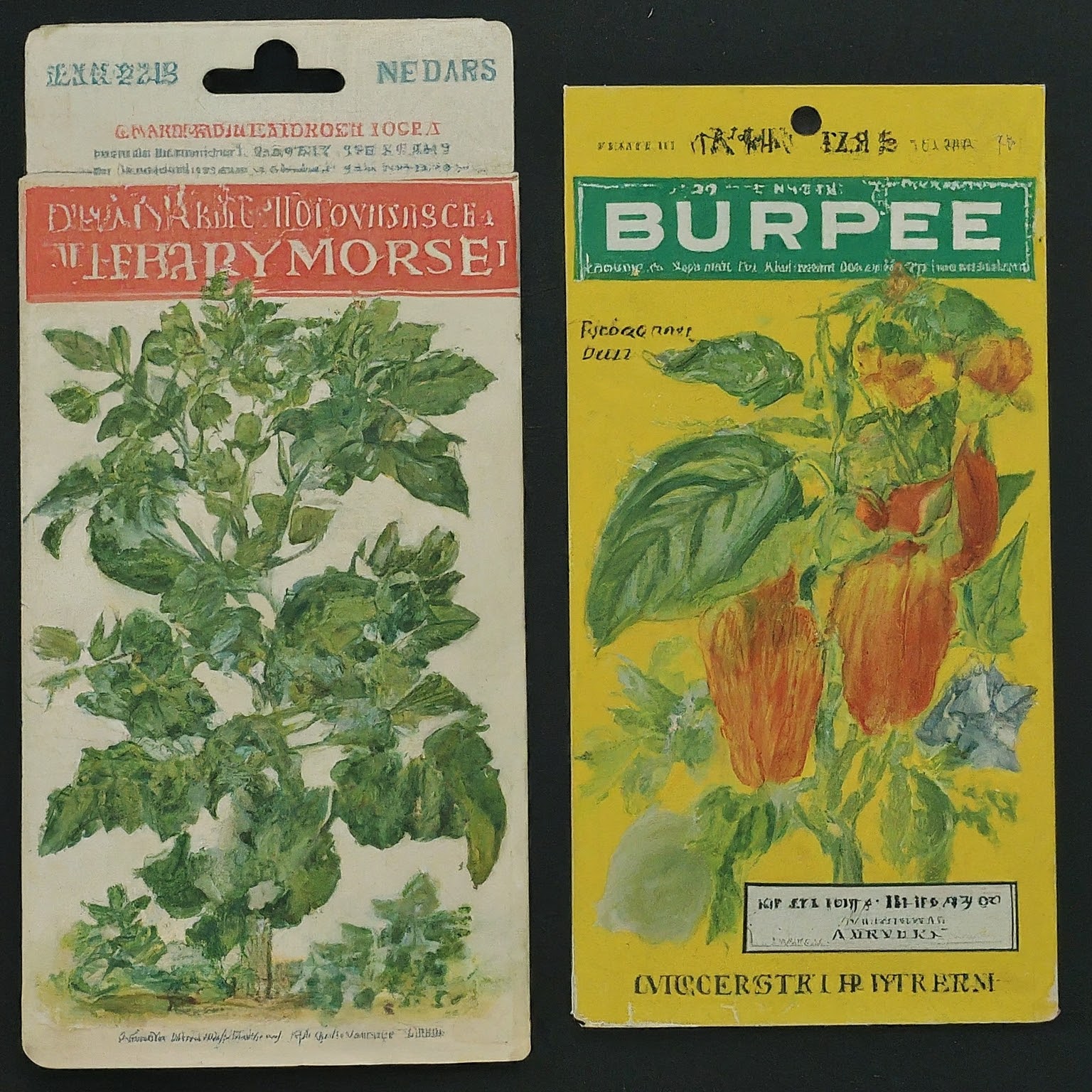 side-by-side comparison of Ferry Morse and Burpee seed packets