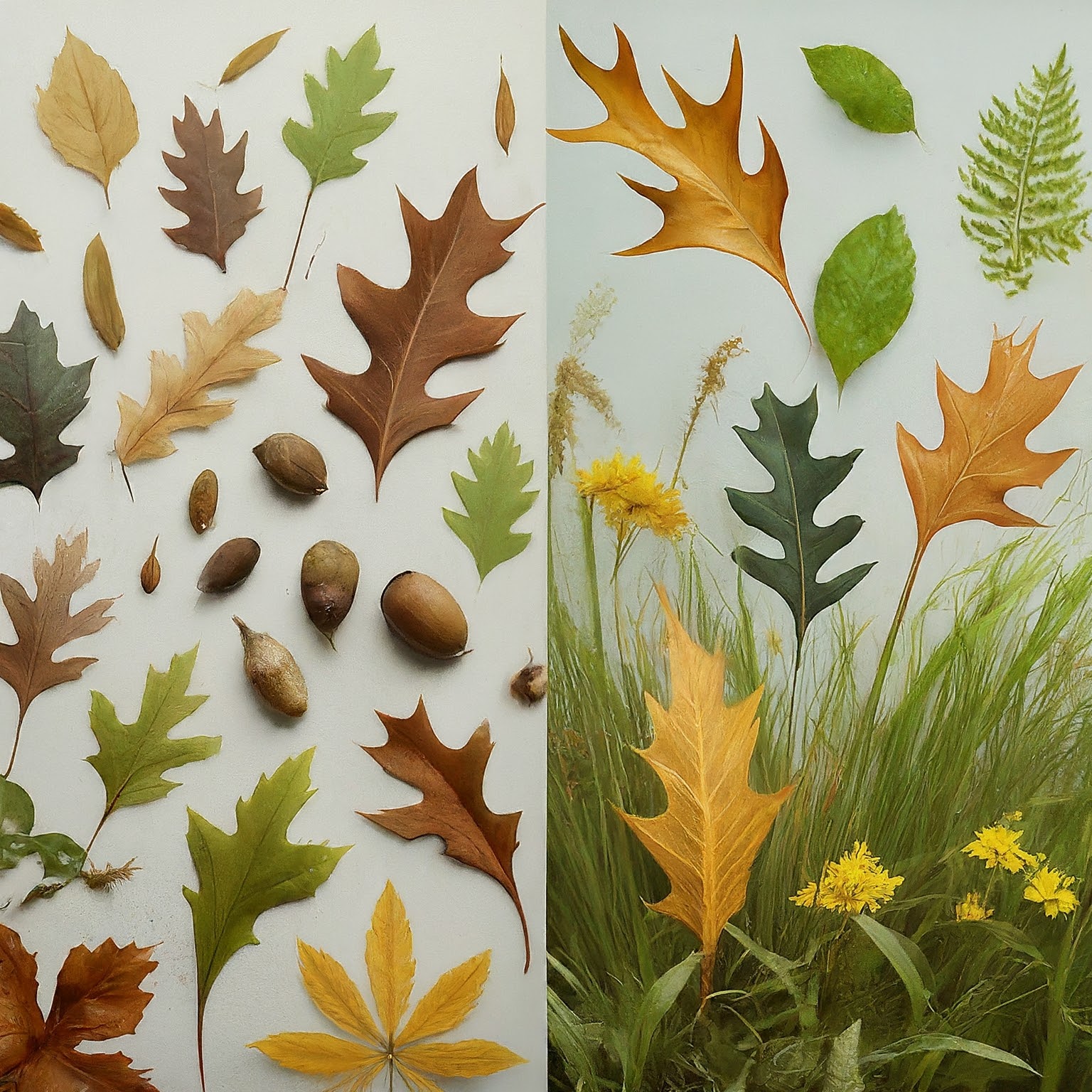 side-by-side comparison of oak leaves