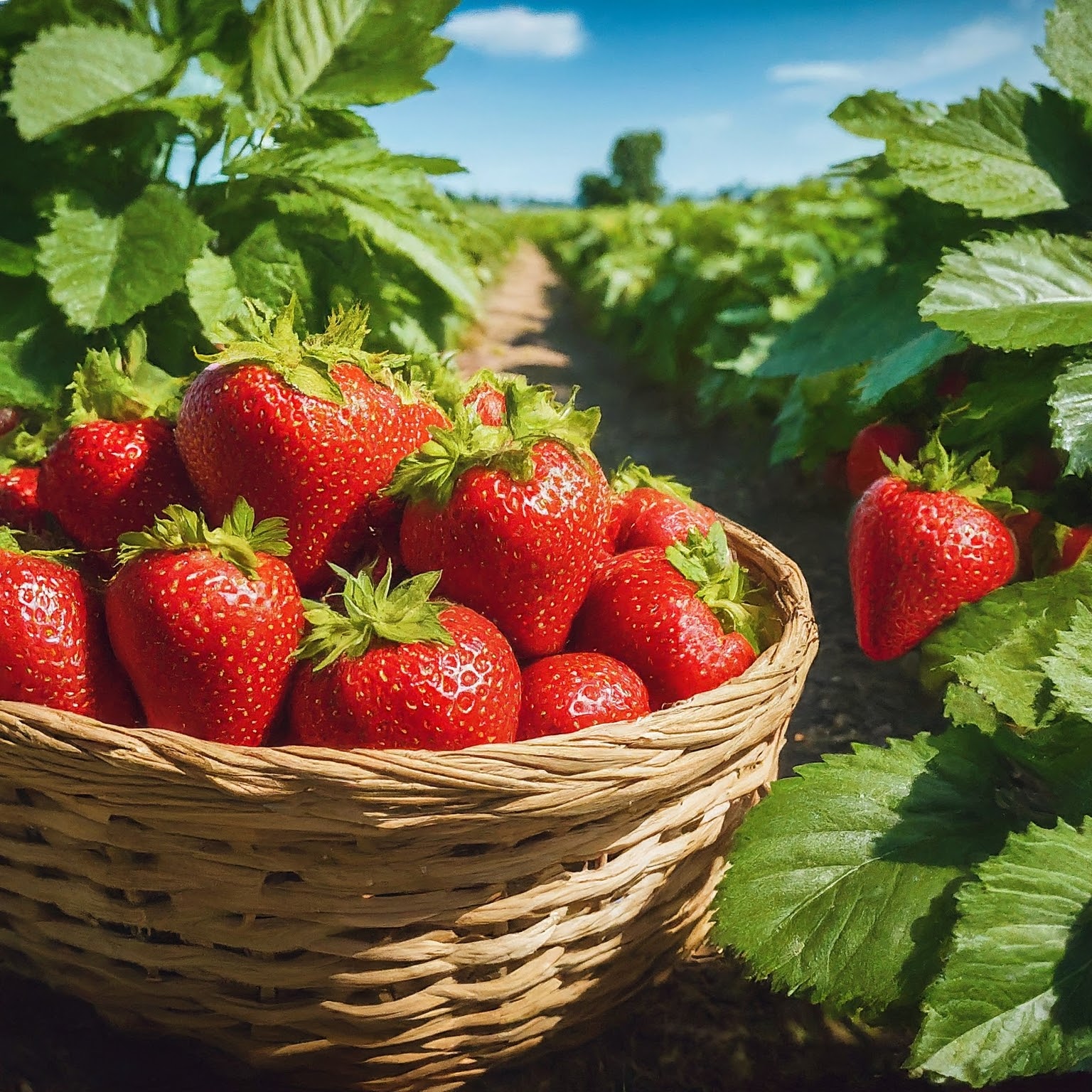 strawberry patch in a garden