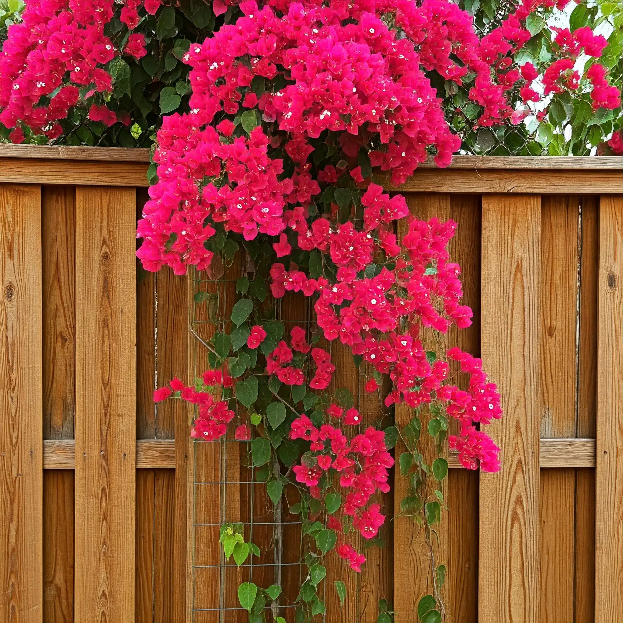 trailing vines of a bougainvillea plant