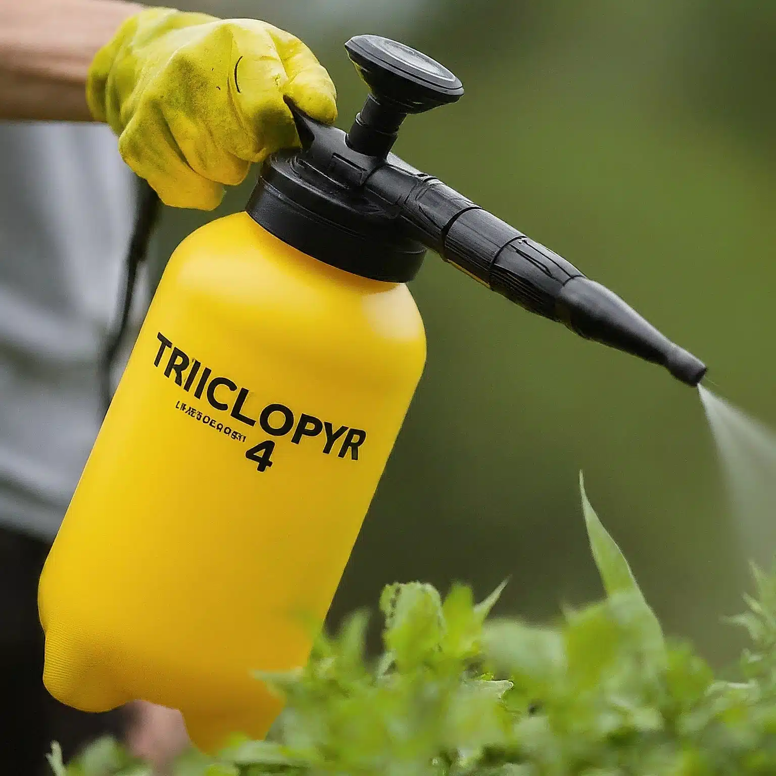 trigger of a yellow sprayer