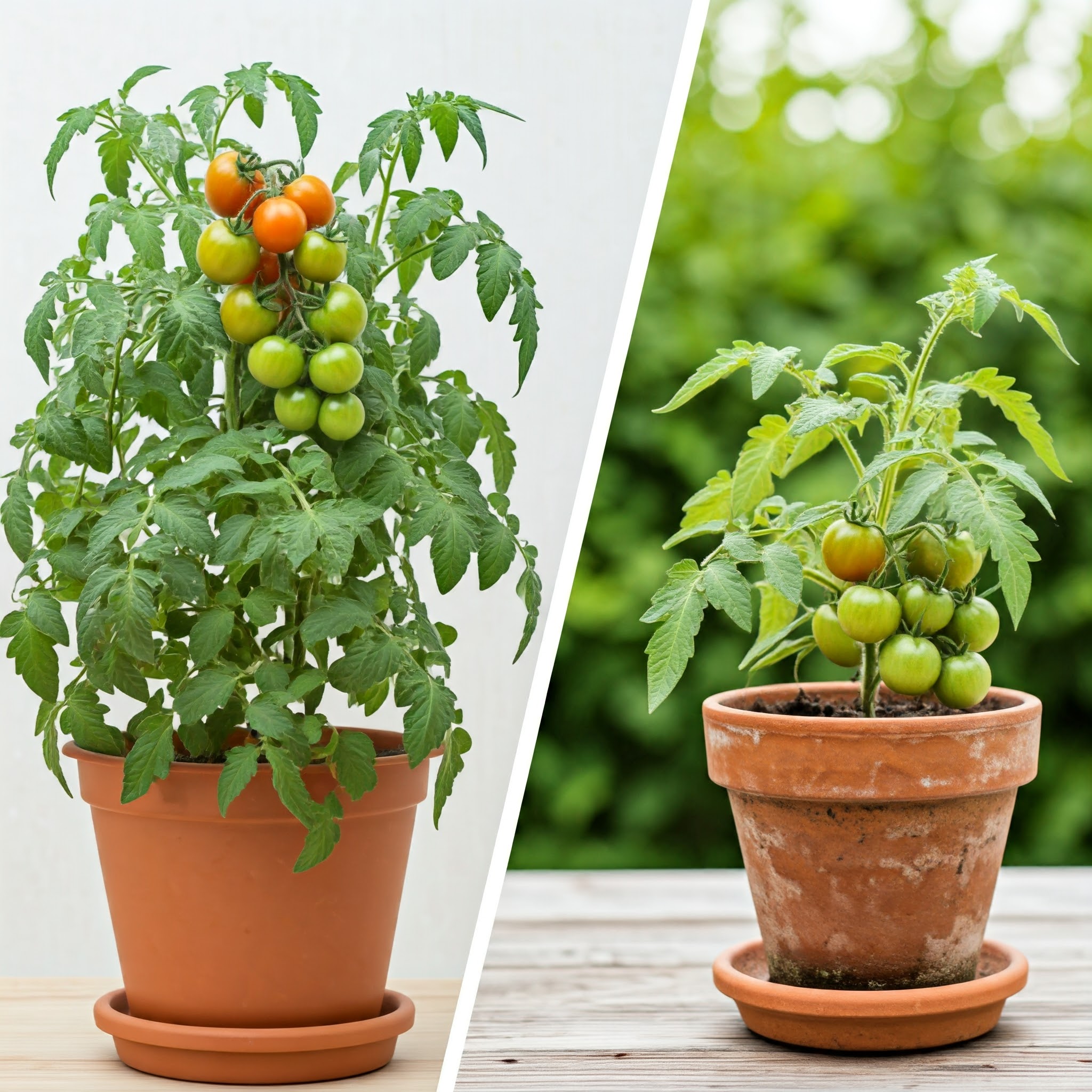 two tomato plants side by side