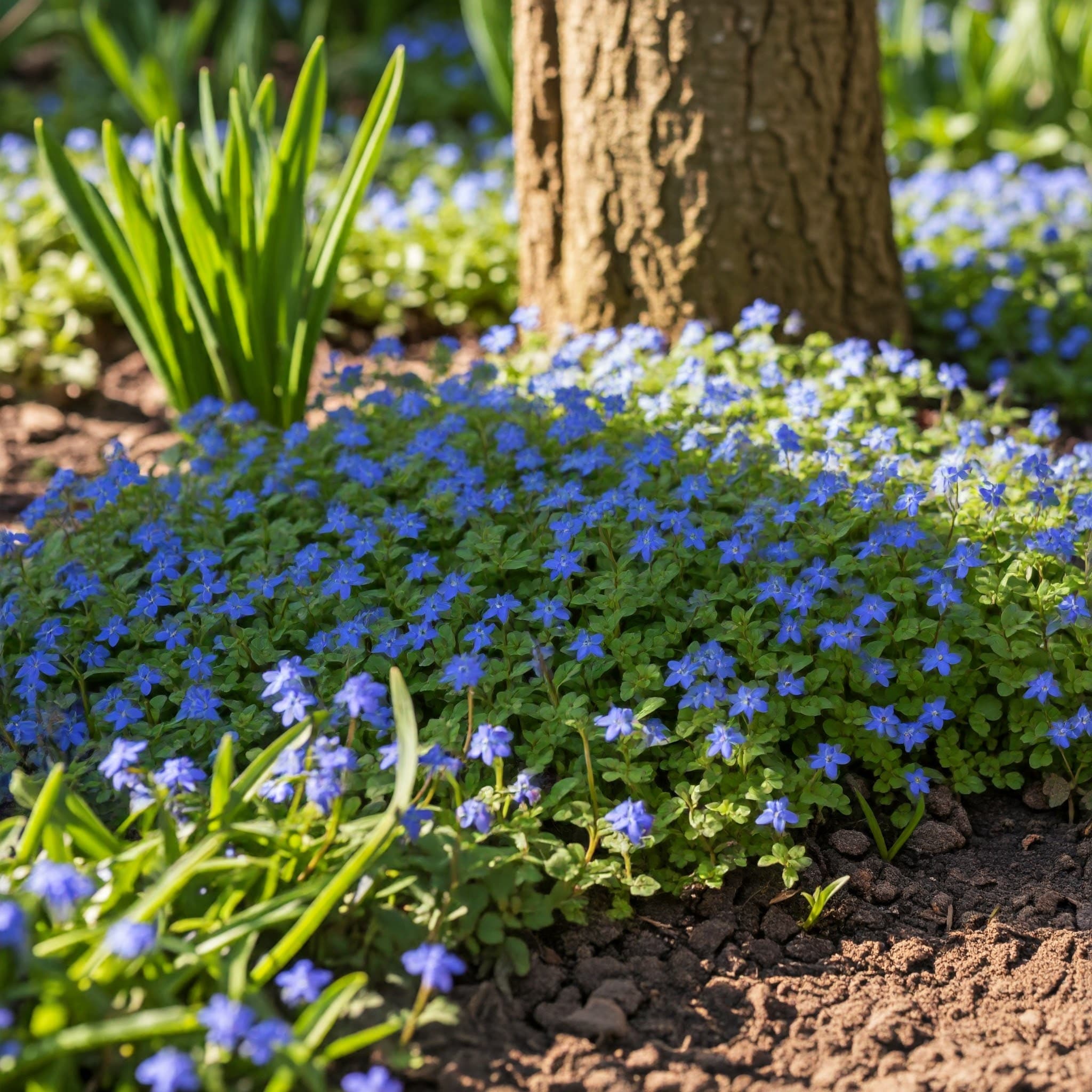 various blue flower ground cover plants