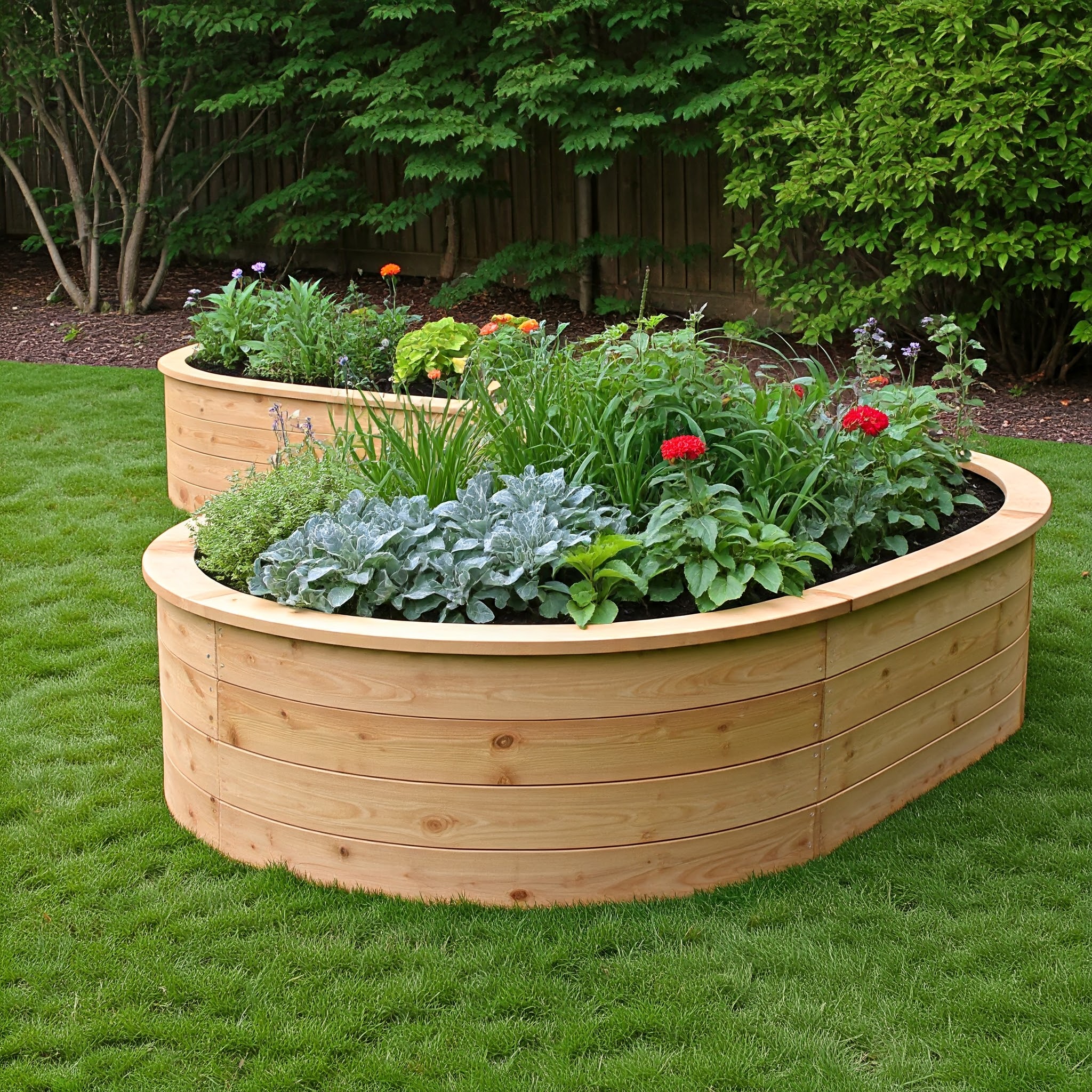 well-designed U-shaped garden bed