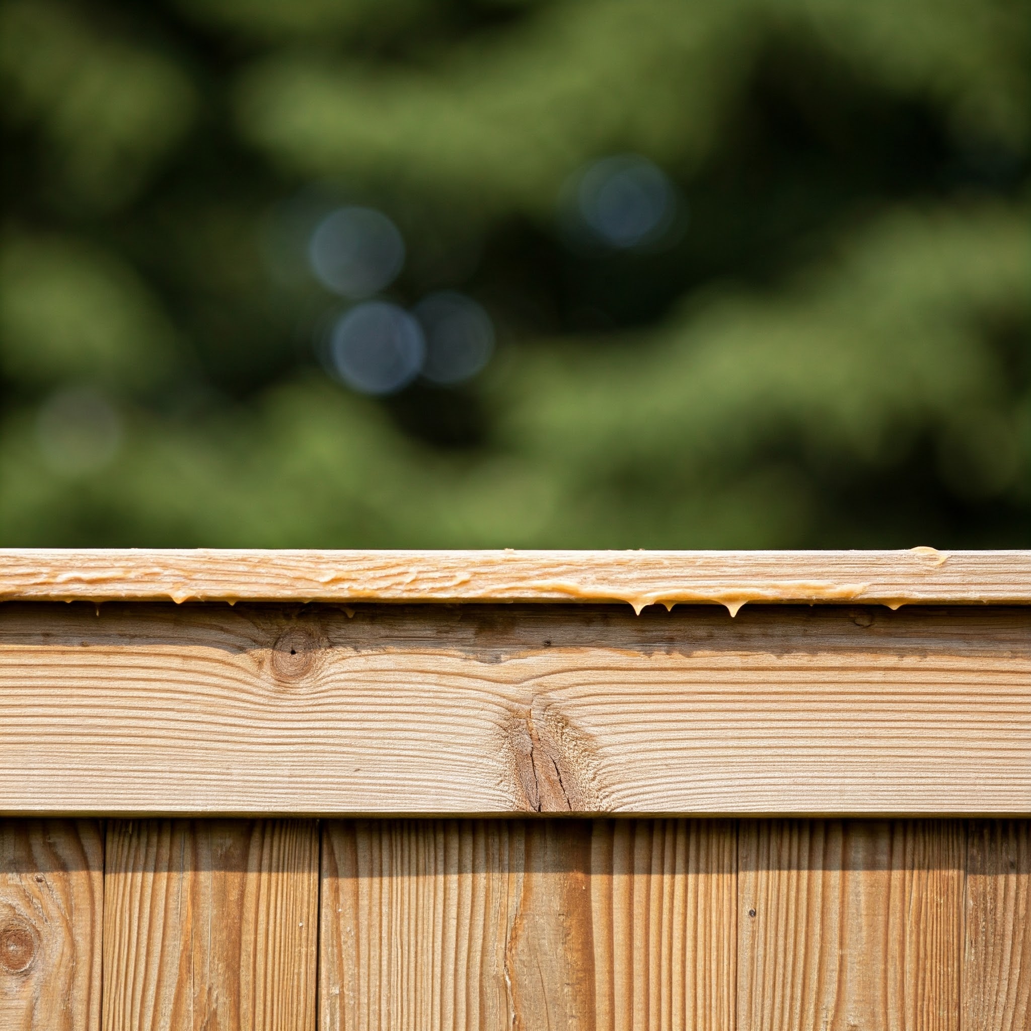 wooden fence with coating of petroleum jelly